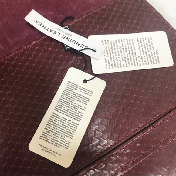 Alberta di Canio NEW Leather Clutch Bag Snake Animal Print Purse Minimalist Red - Picture 11 of 16